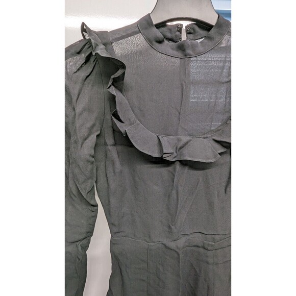 Reformation Sheer Ruffle Detail Pockets‎ LBD Long Sleeve Black Mini Dress Size 0 - Picture 4 of 5